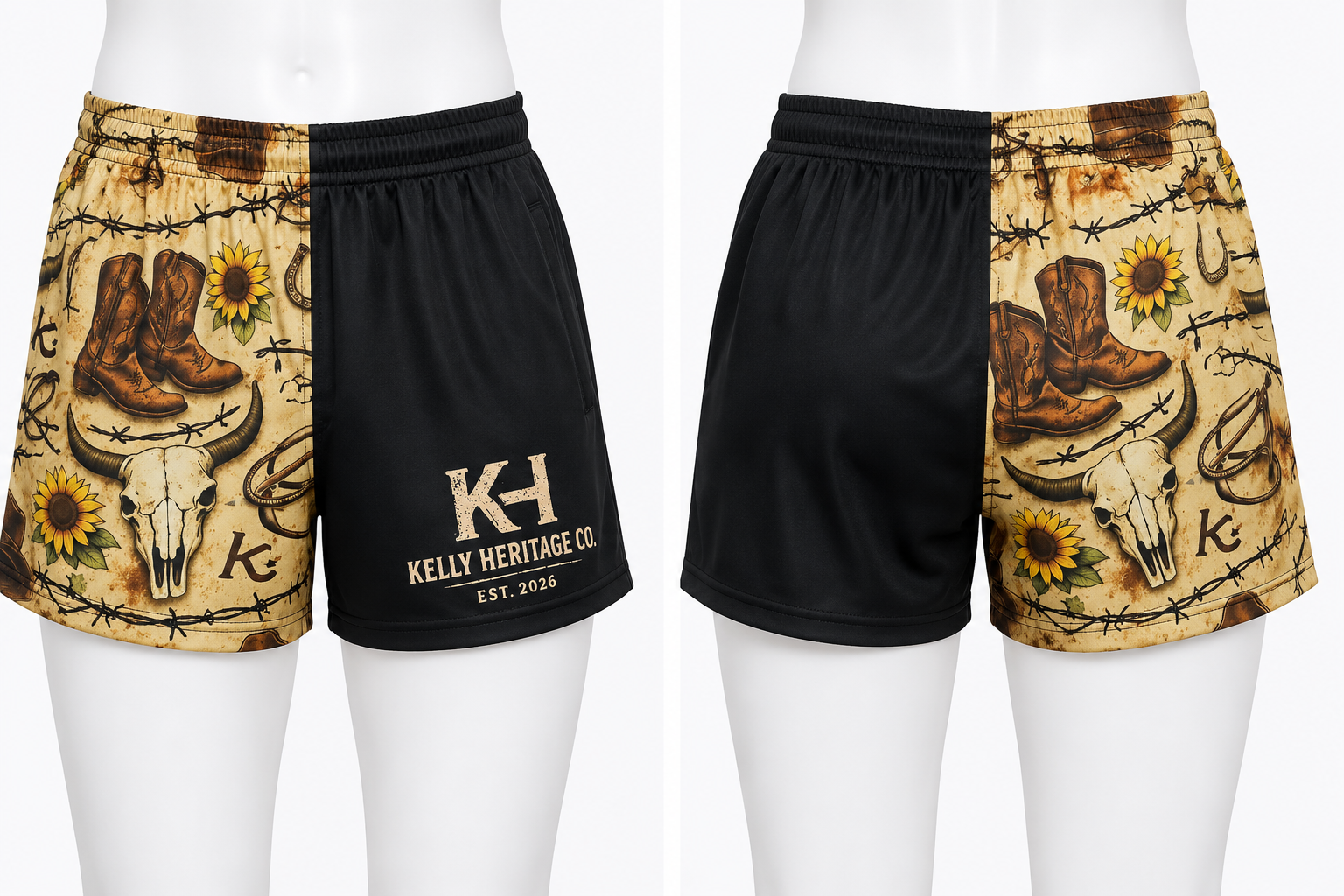 Footy Shorts : Rustic Sunflower